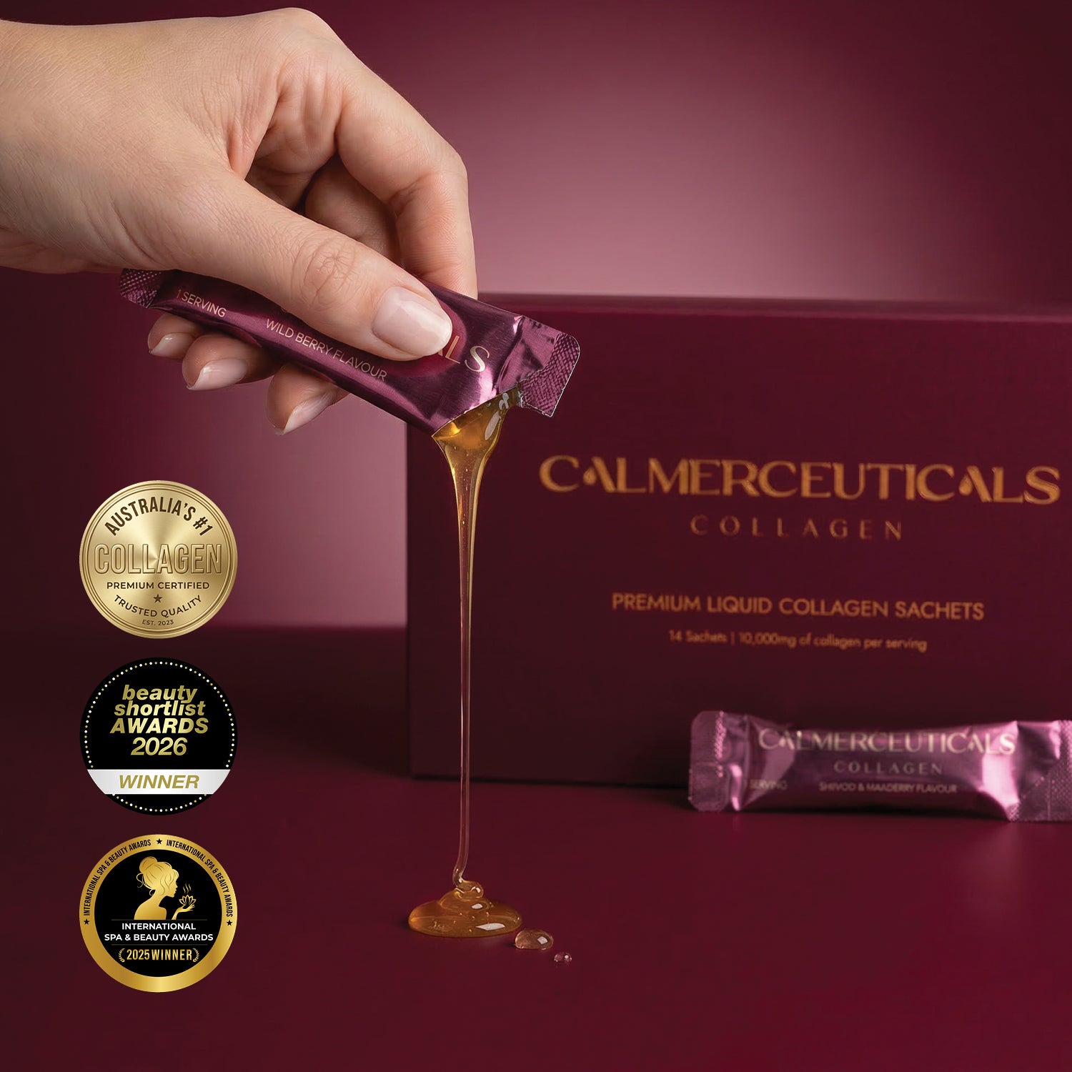 Calmerceuticals VERISOL Enhanced Marine Collagen ready to drink sachets — best collagen for skin over 40