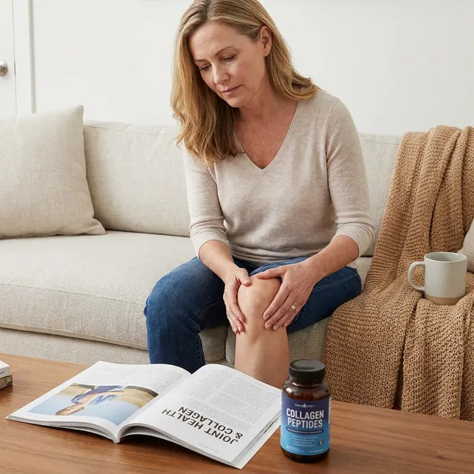 Woman holding knee, joint comfort